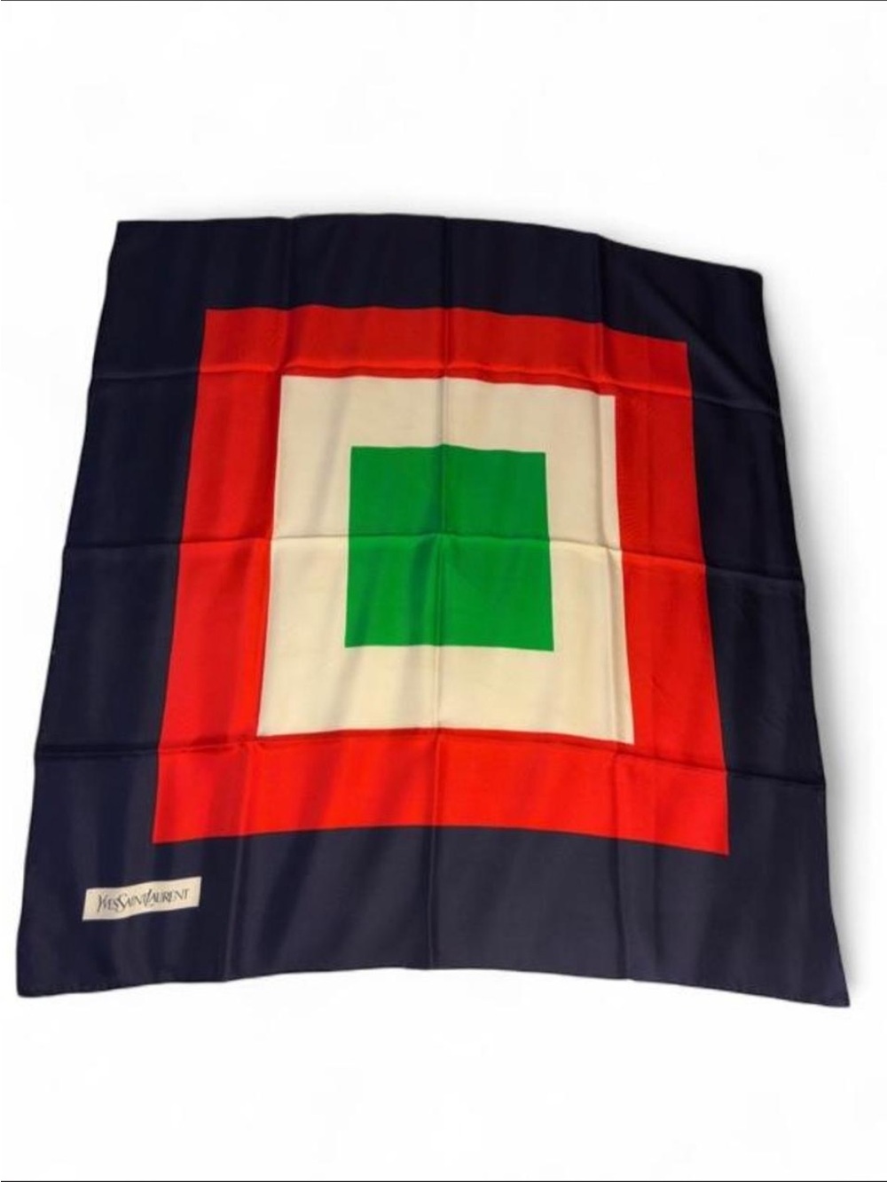 Vintage Yves Saint Laurent YSL Silk Scarf 35” Geometric Color Block France